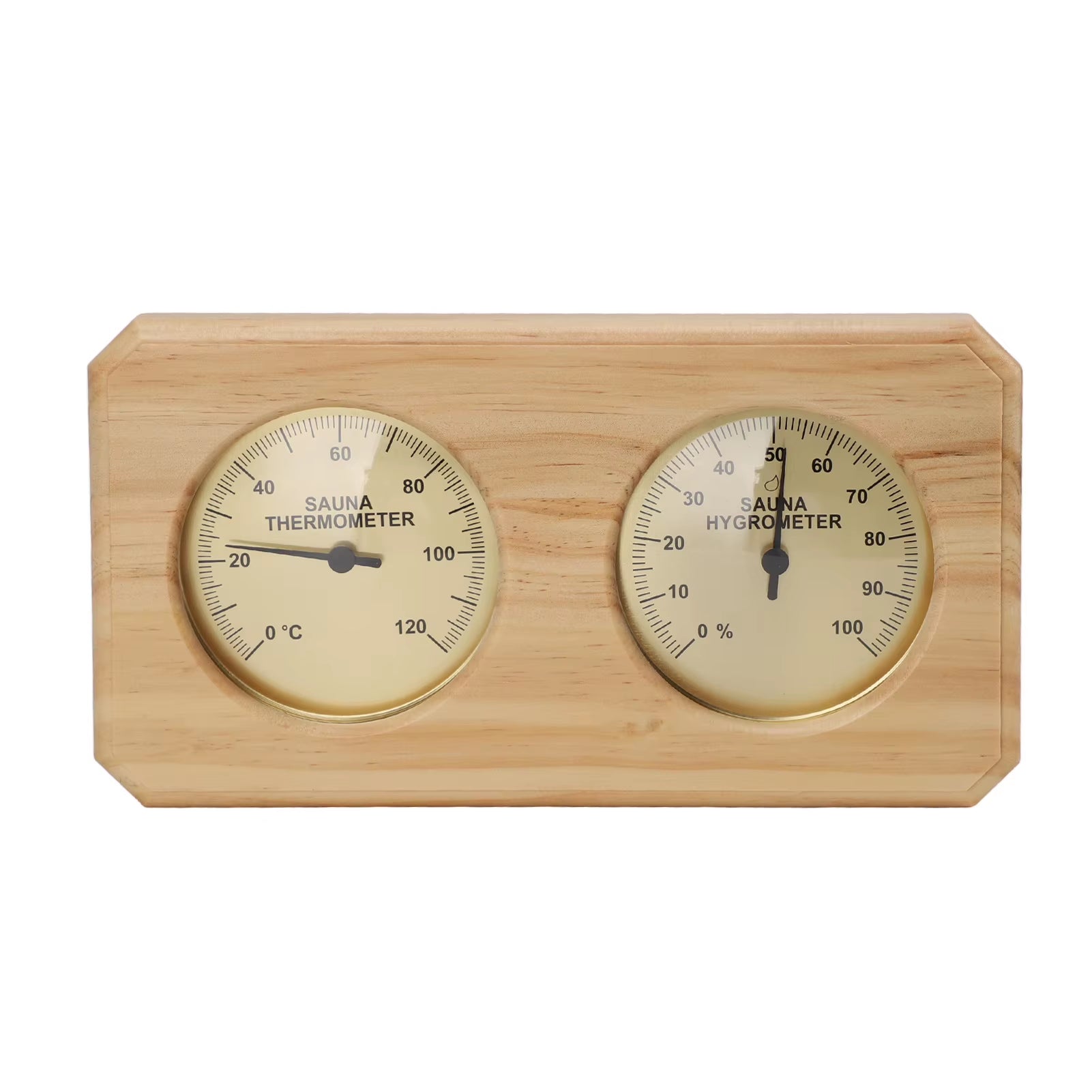 Wall-Mounted Wooden Sauna Thermometer & Hygrometer 2-In-1