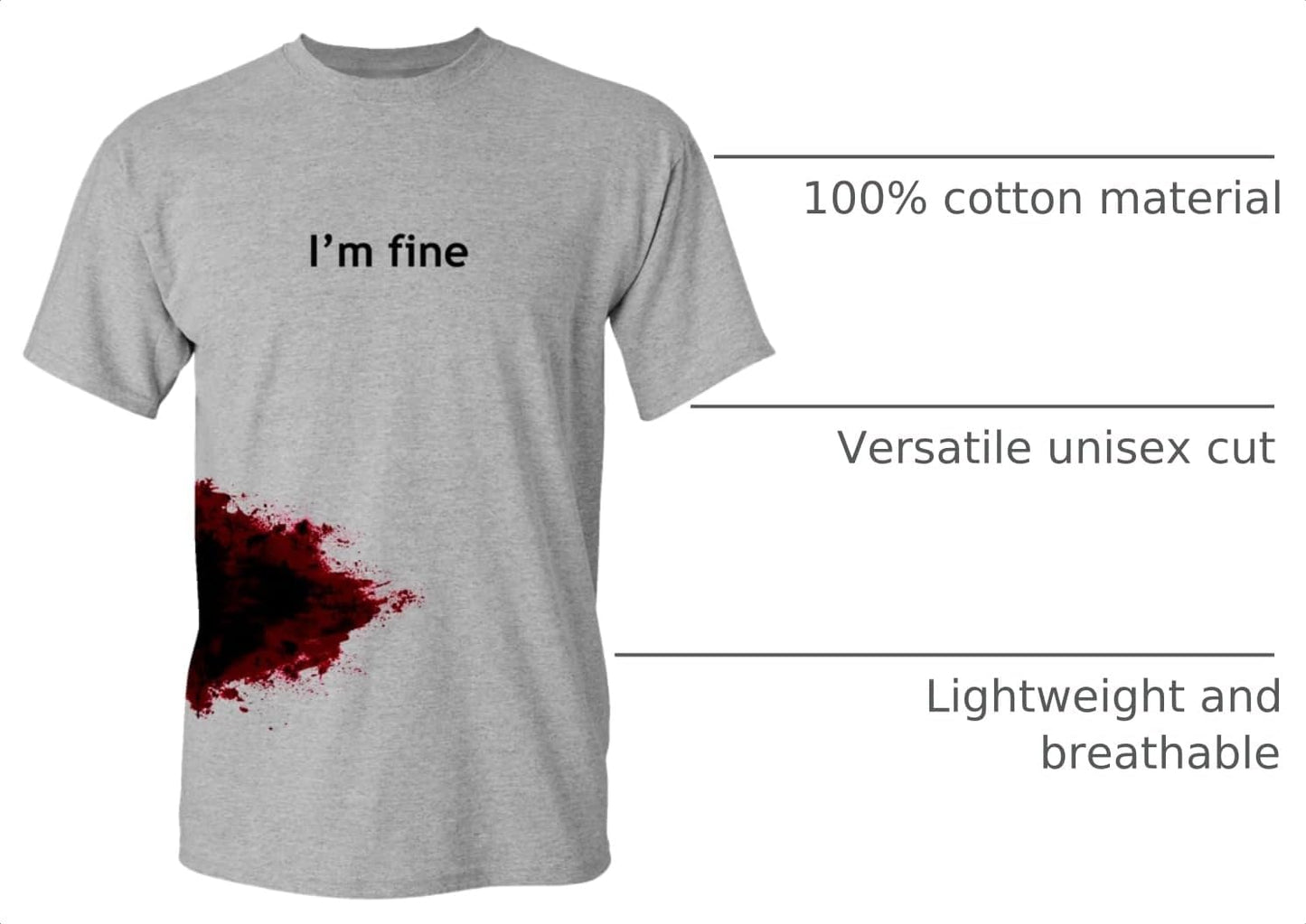 I'M Fine Bloody Wrap-Around Tee — Funny Halloween Costume T-Shirt