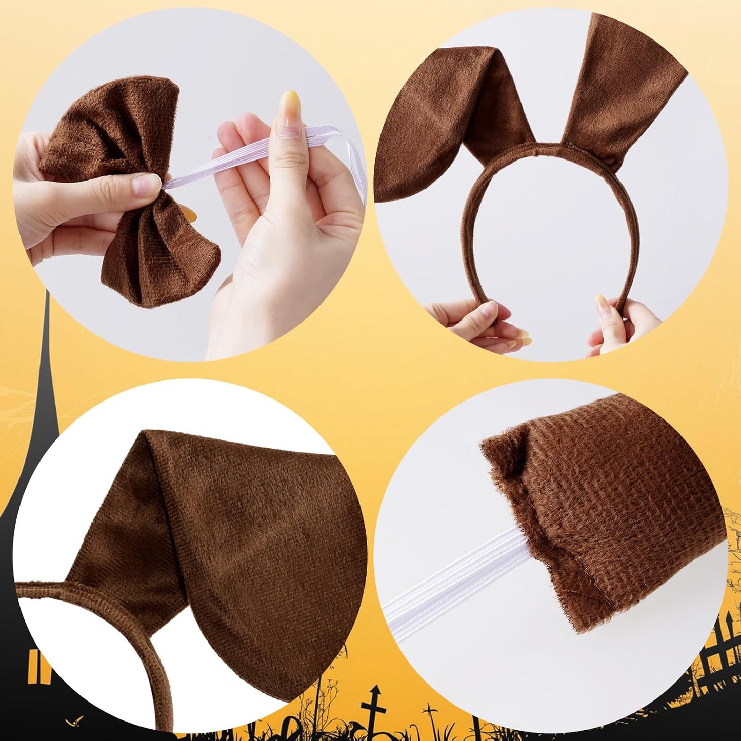 4Pcs Puppy Dog Costume Set Dog Ears Headband Nose Tail Bow Tie Animal Costume Accessories for Halloween Cosplay Party Accessories