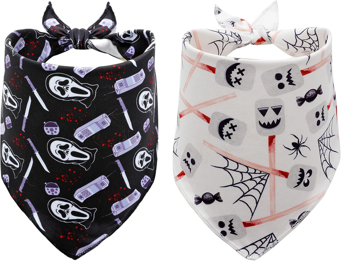 2 Pack Halloween Dog Bandana, Triangle Bibs Scarf for Small Medium Large Dogs Boy Girl, Cat Kerchief
