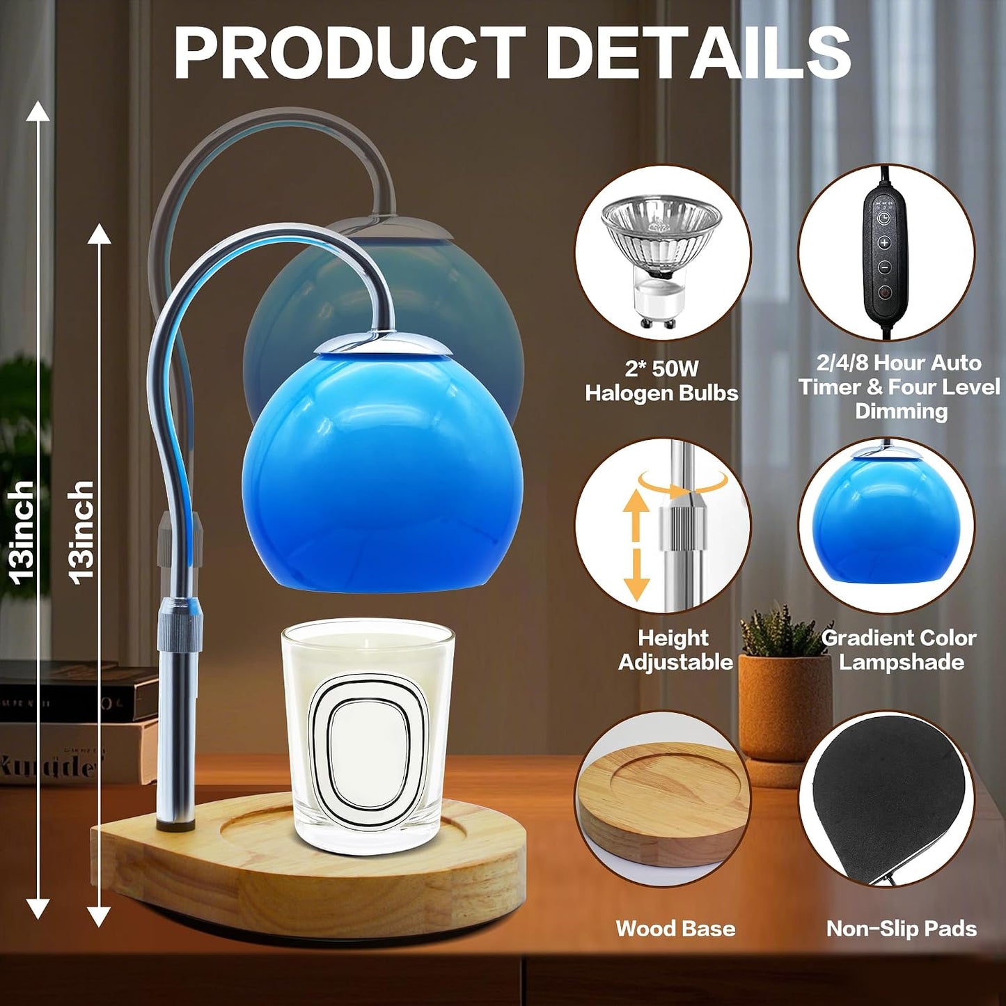 Aurora Bloom Candle Warmer Lamp — Dimmable Flower Glass Wax Melt Warmer with Timer | Luxury Flameless Candle Heater & Home Decor Gift