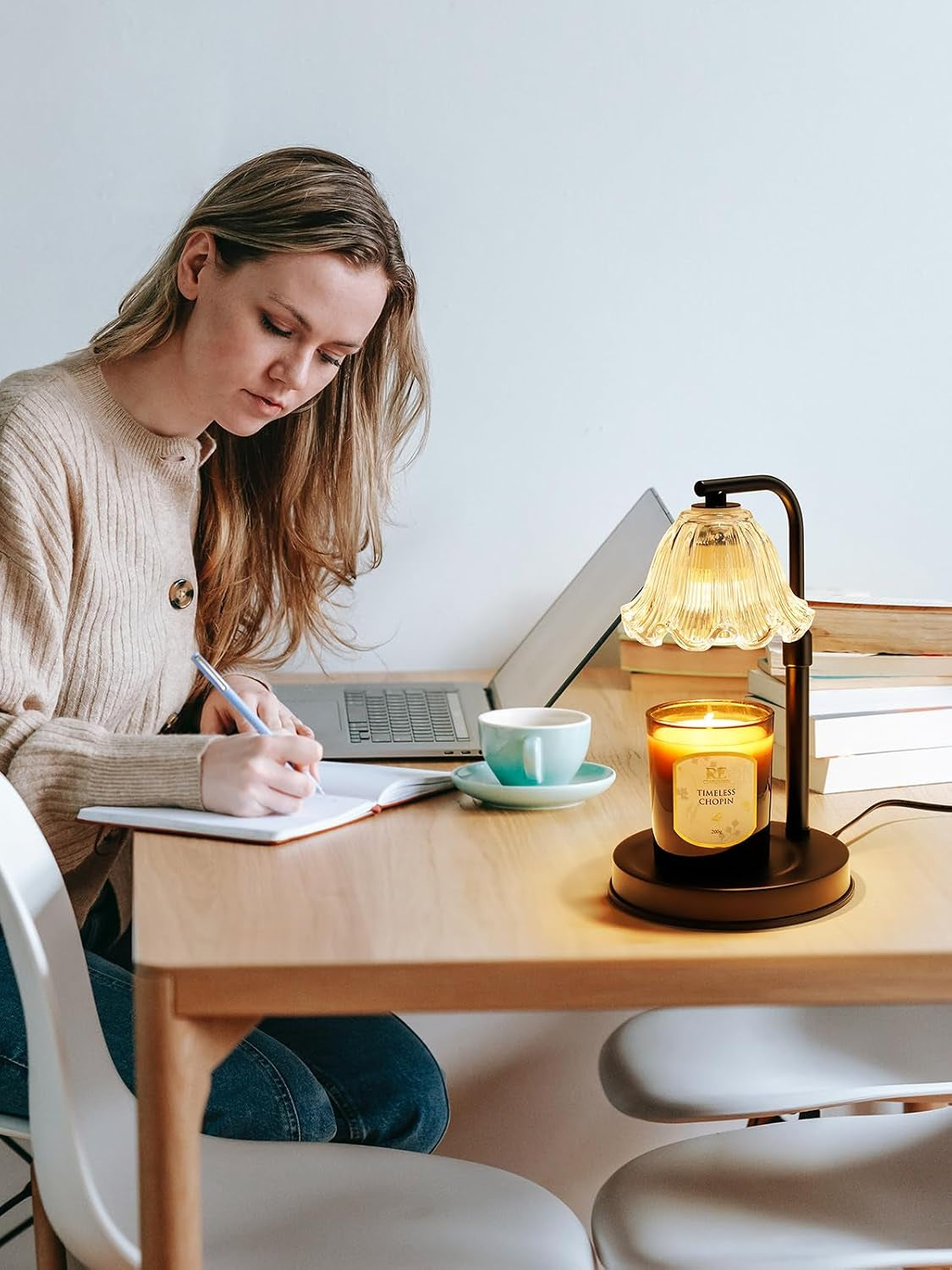 Onyx Bloom Candle Warmer Lamp — Modern Black Flower Wax Warmer with Timer | Chic Flameless Candle Light & Home Gift