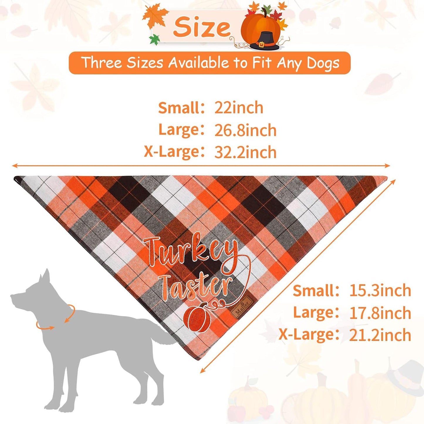 Holiday Dog Bandana, Halloween Thanksgiving Classic Plaid Pet Bandana Embroidered Scarf Triangle Bibs Kerchief Pet Costume Accessories for Small Medium Large Dogs Cats Pets (Small, Style 4)