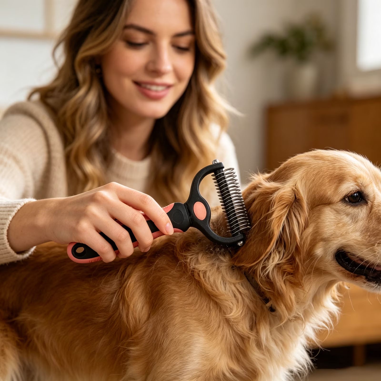 Paw Harbor Double-Sided Deshedding Brush for Dogs & Cats