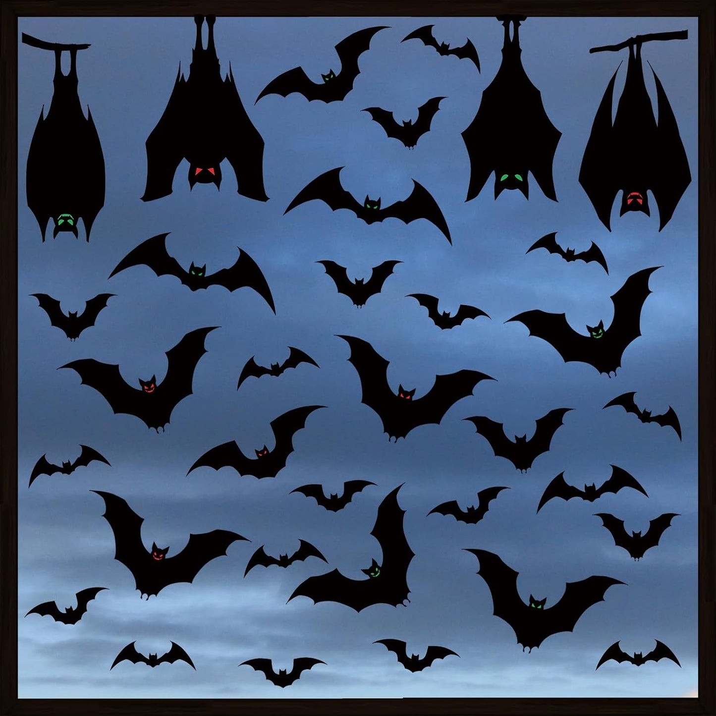 Halloween Window Silhouette Clings — Spooky Bat Window Decals Decorations (6 Sheets)