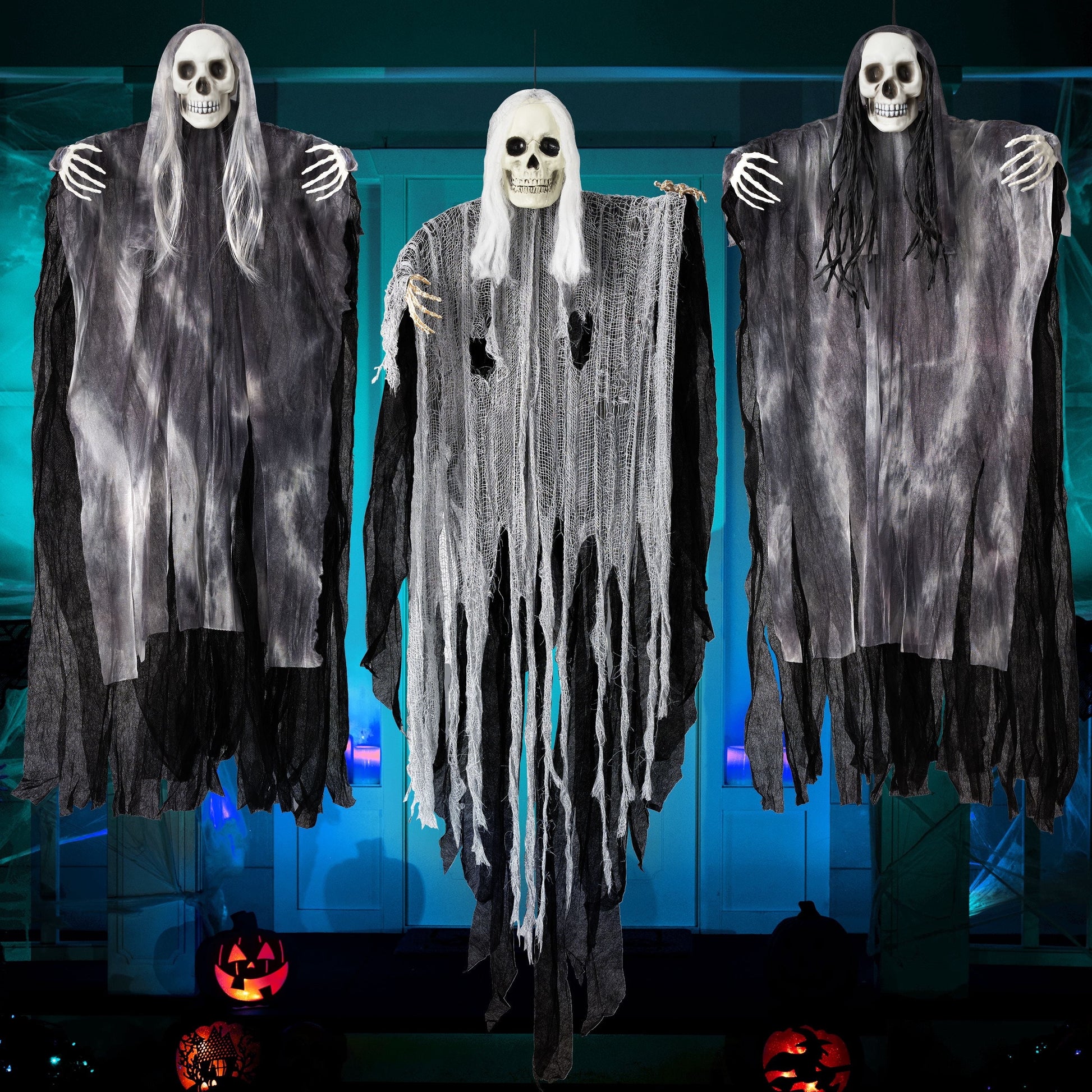 Hanging Ghost Grim Reaper Halloween Decorations 3-Pack
