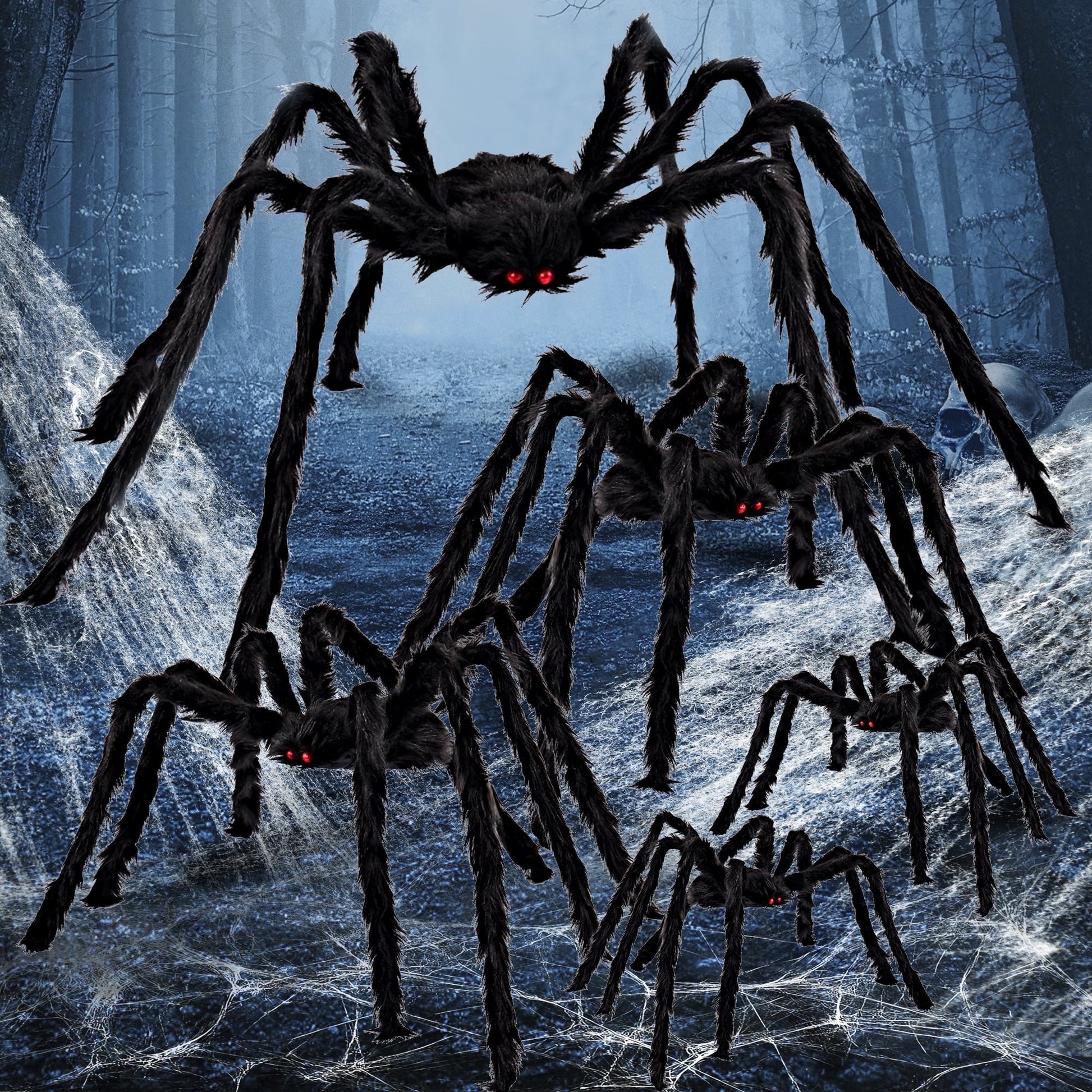 Giant Spiders Halloween Yard Decorations 5-Pack