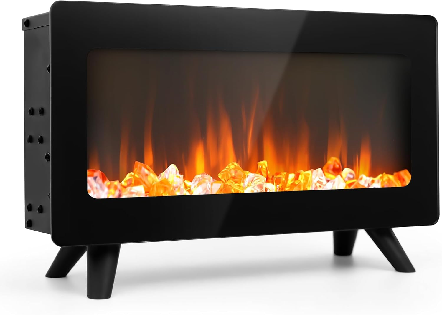 Freestanding Electric Fireplace Heater — Realistic 3D Flames, Infrared Space Heater