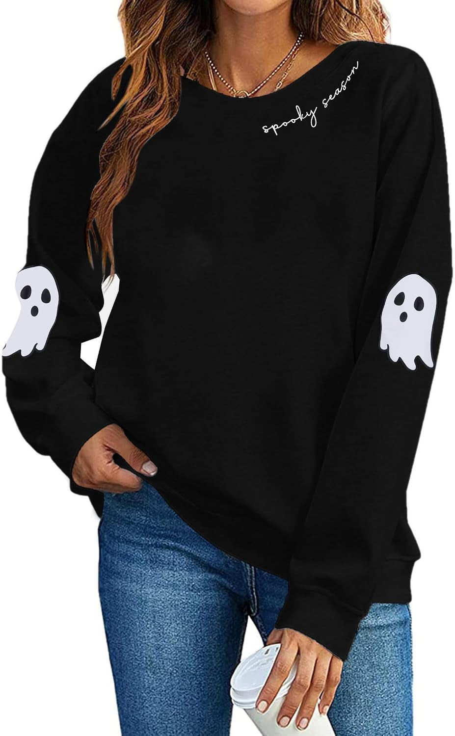 Spooky Season Ghost Sweatshirt — Halloween Graphic Crewneck (Women'S)