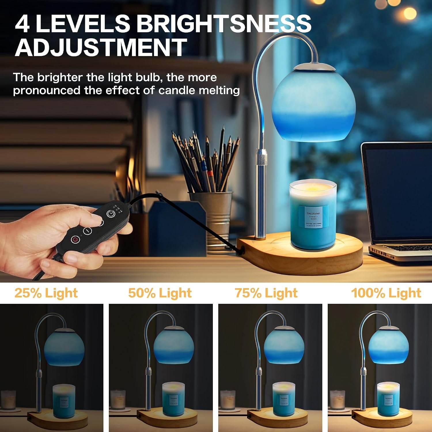Aurora Bloom Candle Warmer Lamp — Dimmable Flower Glass Wax Melt Warmer with Timer | Luxury Flameless Candle Heater & Home Decor Gift