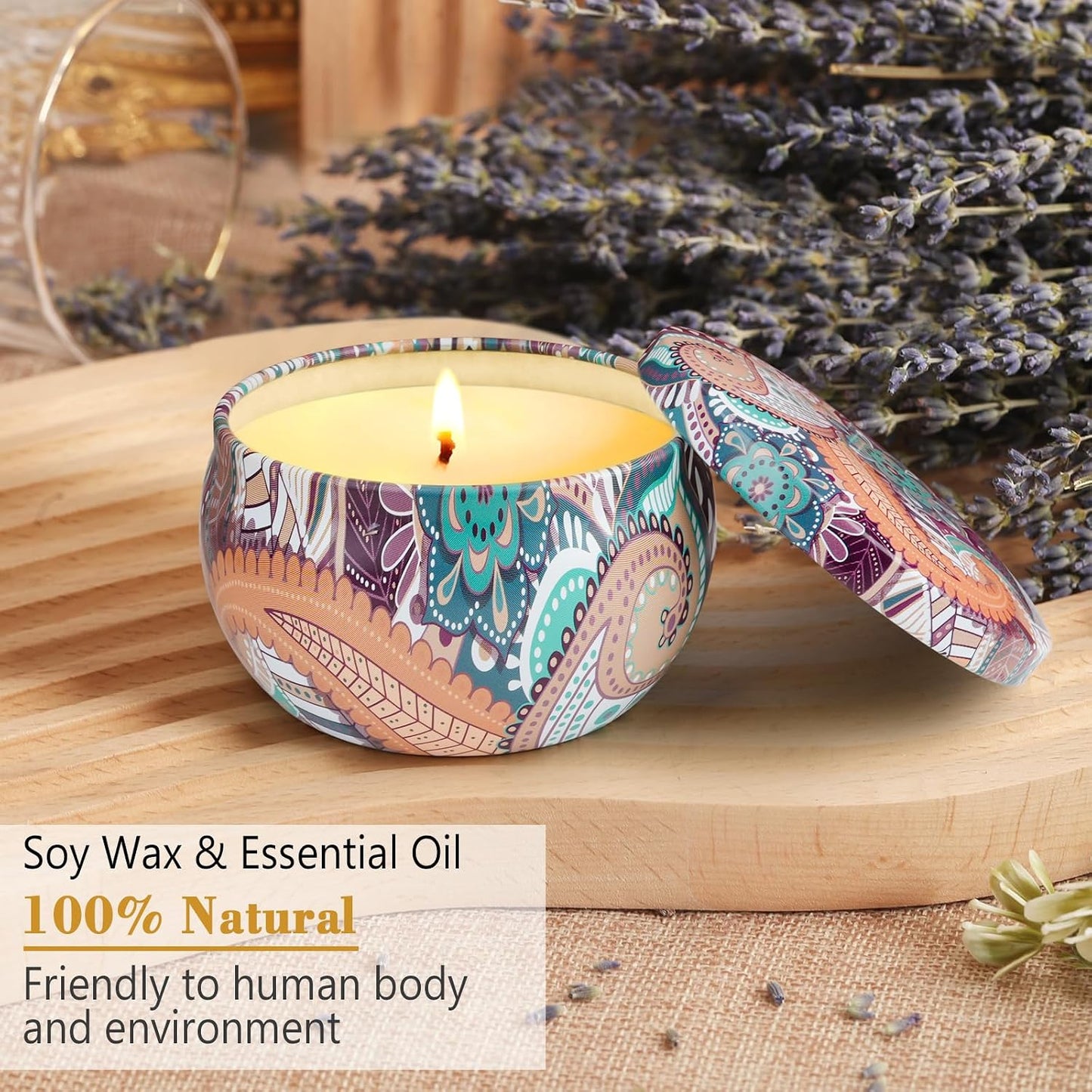 Serene Soy Candle Gift Set — 4 Large 10Oz Scented Candles, 100-Hour Burn | Luxury Aromatherapy Home Fragrance
