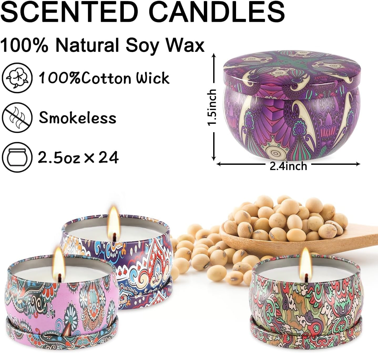 Harbor Home Scented Soy Candle Collection — 24 Aromatherapy Candles Gift Set | Luxury Home Fragrance for Candle Warmers