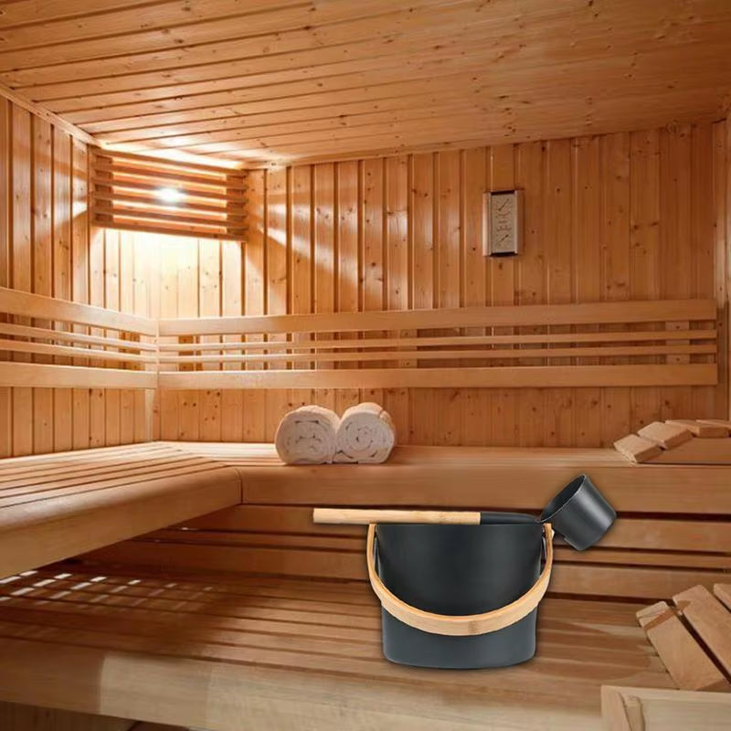 7L Aluminum Sauna Bucket & Long-Handle Ladle Set