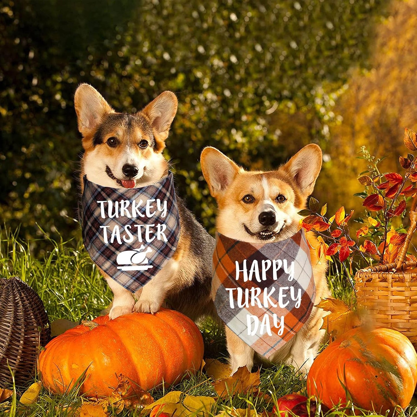 Holiday Plaid Dog Bandanas, 6 Pack Halloween Thanksgiving Day Christmas Dogs Bandana for Holiday Dog Puppy Costumes Decorations
