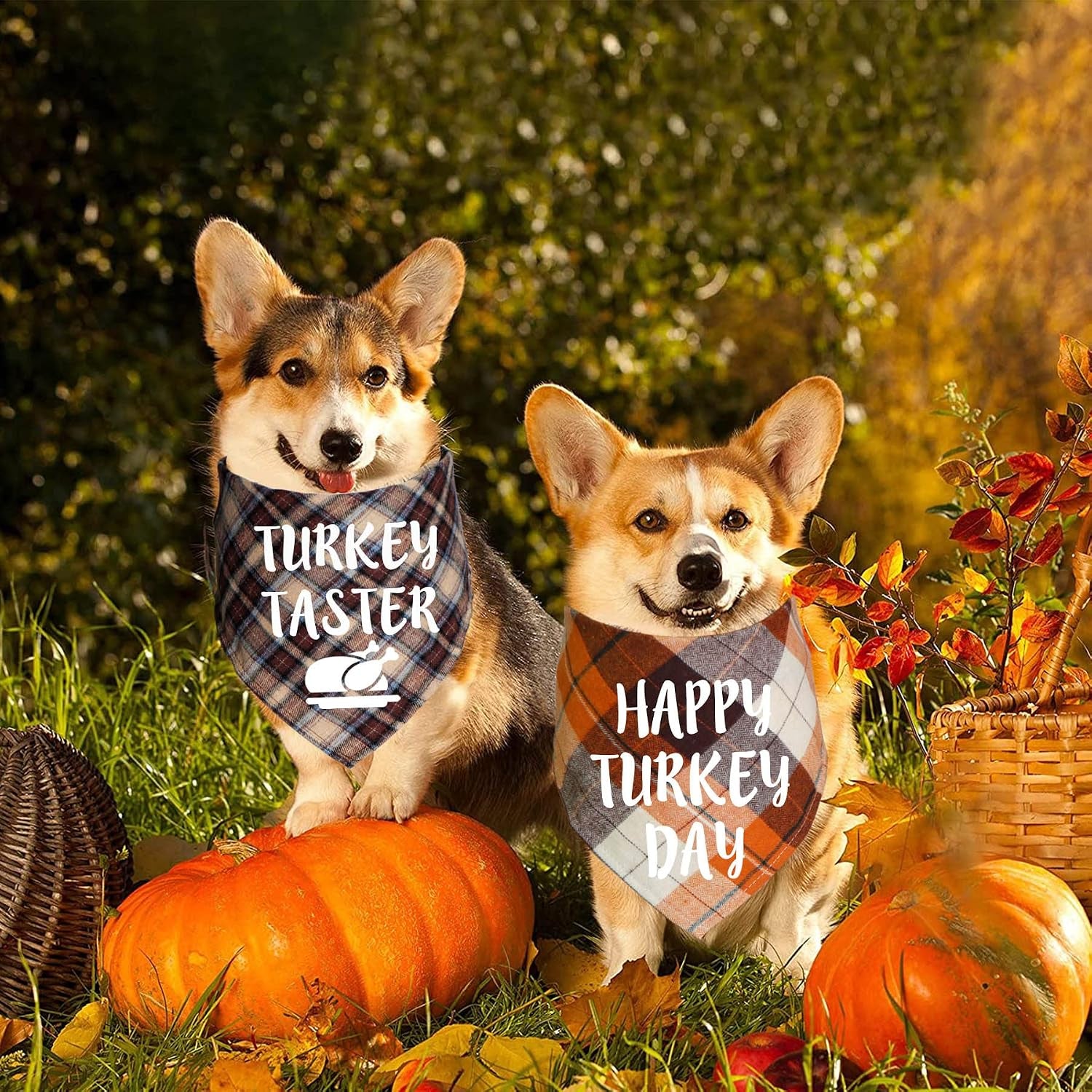 Holiday Plaid Dog Bandanas, 6 Pack Halloween Thanksgiving Day Christmas Dogs Bandana for Holiday Dog Puppy Costumes Decorations
