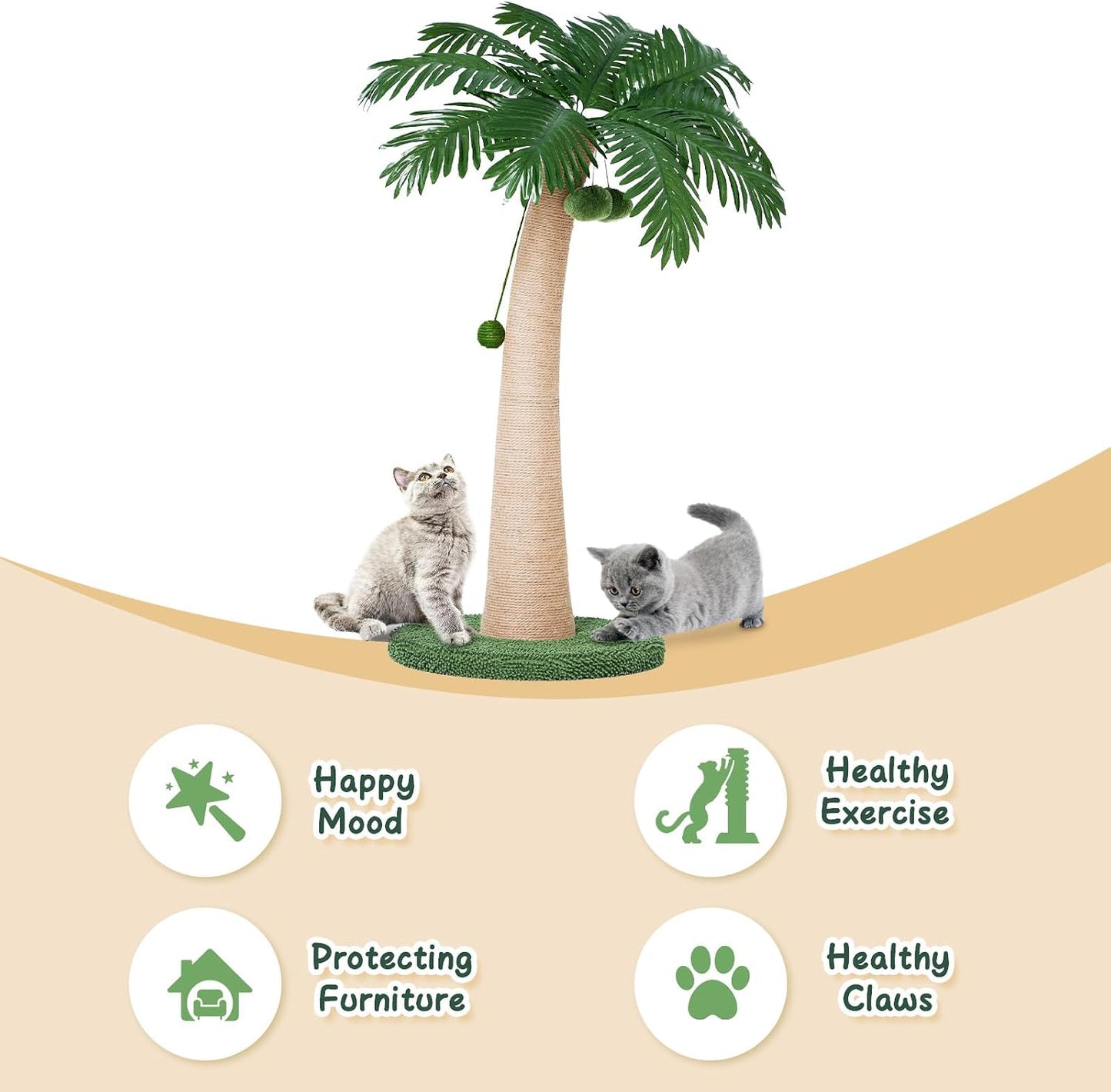 43 Inch Cat Scratching Post, with Hanging Ball for Indoor Cats Large Cat Scratching Post Sisal Cat Scratcher, New Round