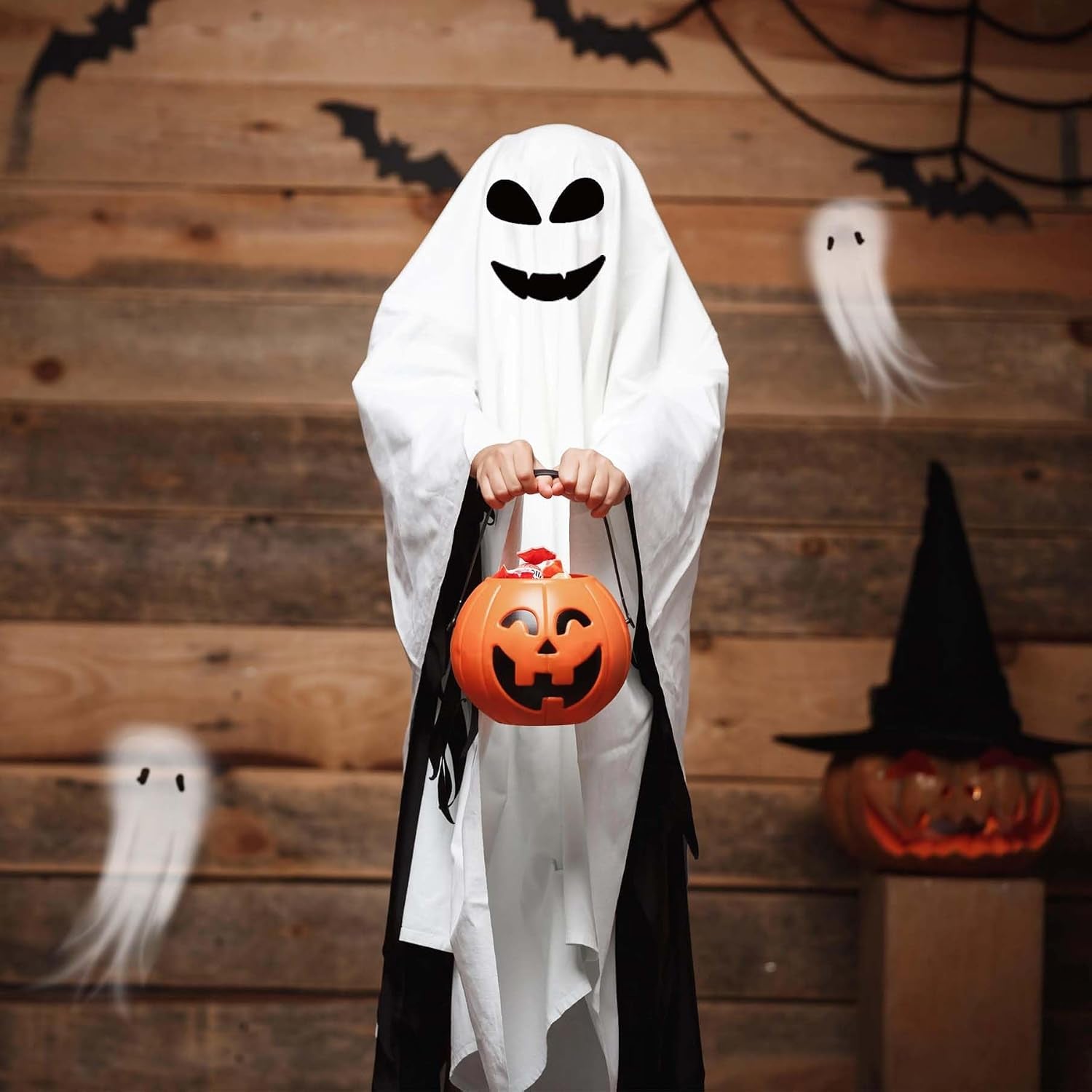 Light-Up Hanging Ghost Decorations — 4-Pack LED Spooky Ghosts for Halloween Indoor & Outdoor