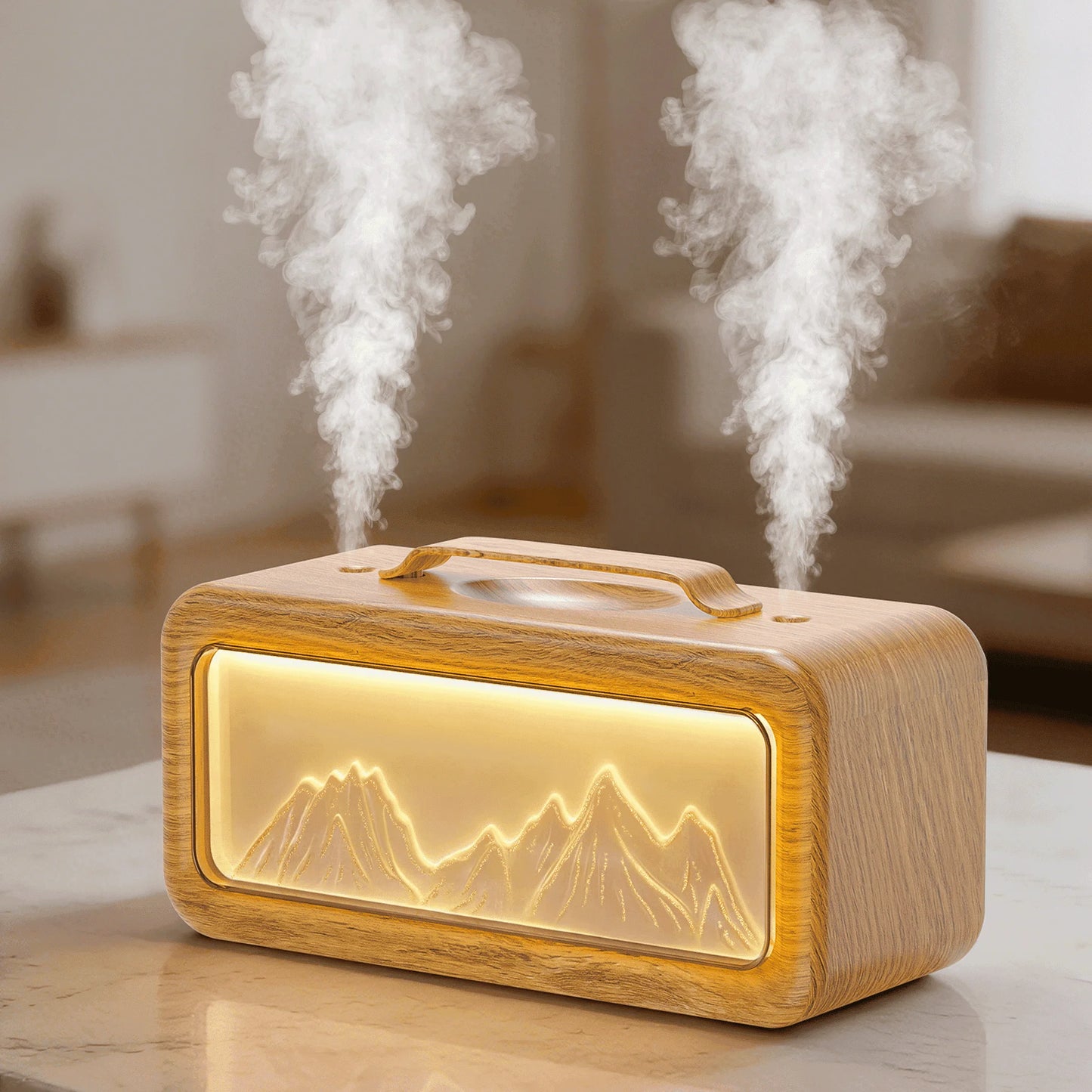 Aurelia 600Ml Wood-Grain Aroma Diffuser — Ultrasonic Cool-Mist Humidifier with Color LED Lights