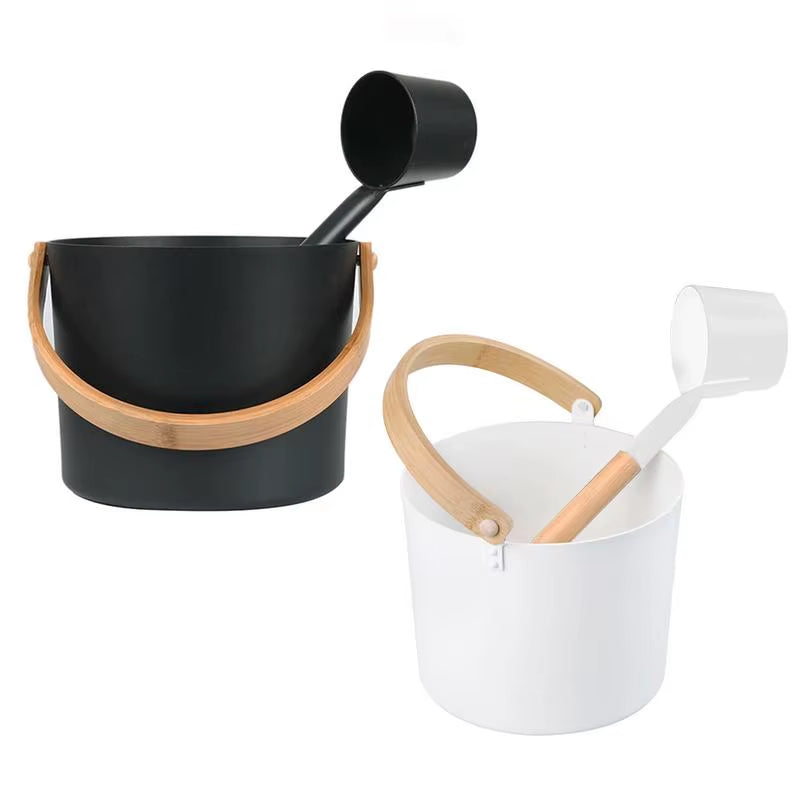 7L Aluminum Sauna Bucket & Long-Handle Ladle Set