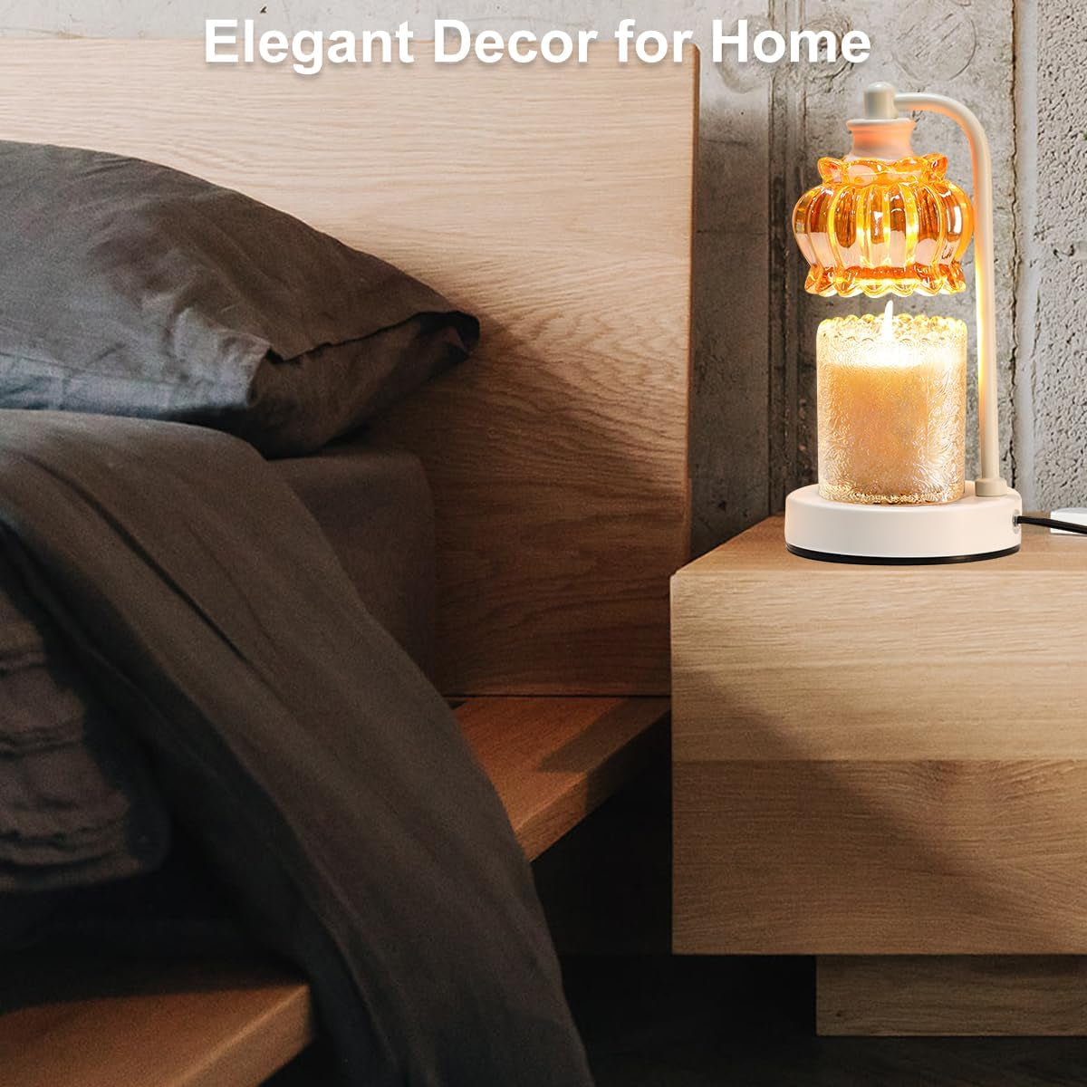 Noir Dimmable Candle Warmer Lamp with Timer — Electric Wax Melt Warmer with 2 Bulbs | Modern Luxury Home Decor Gift