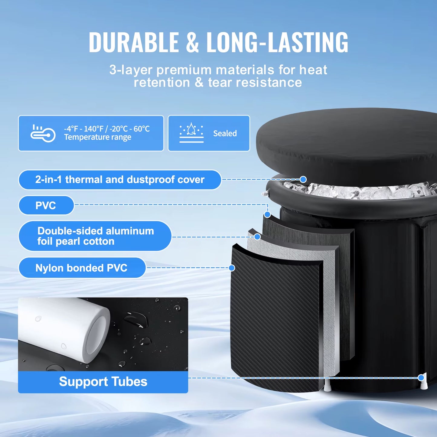 Portable Folding Cold Plunge Ice Bath Tub for Athletes