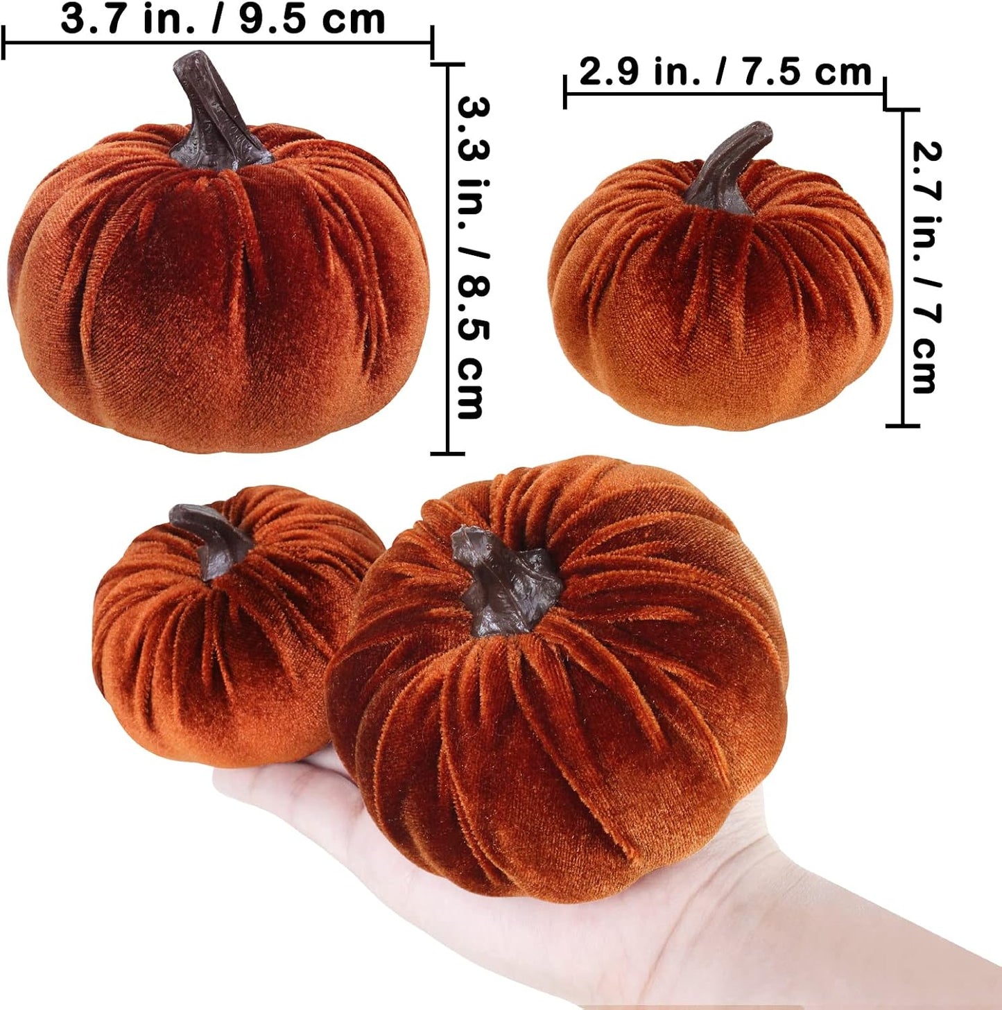 Faux Velvet Pumpkins — Set of 16 Fall Thanksgiving Table Centerpiece Decor