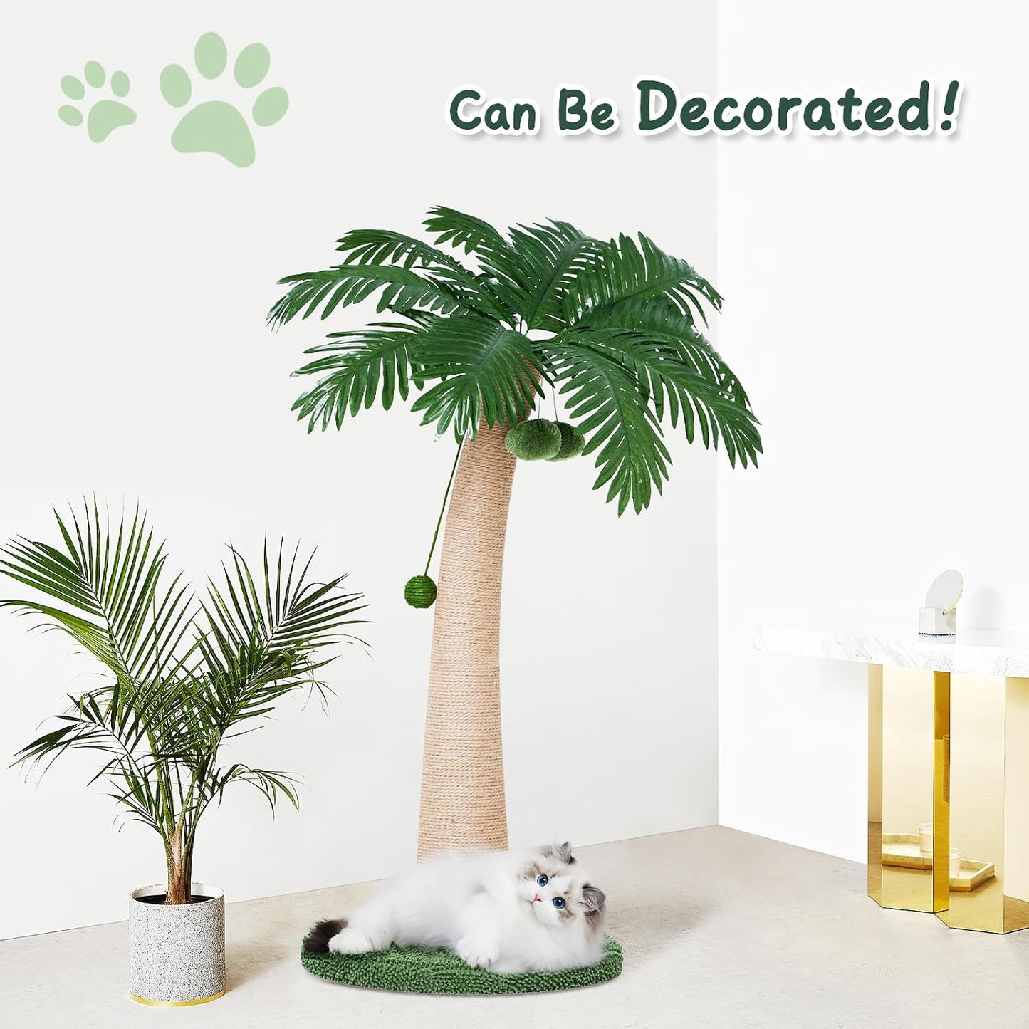 43 Inch Cat Scratching Post, with Hanging Ball for Indoor Cats Large Cat Scratching Post Sisal Cat Scratcher, New Round