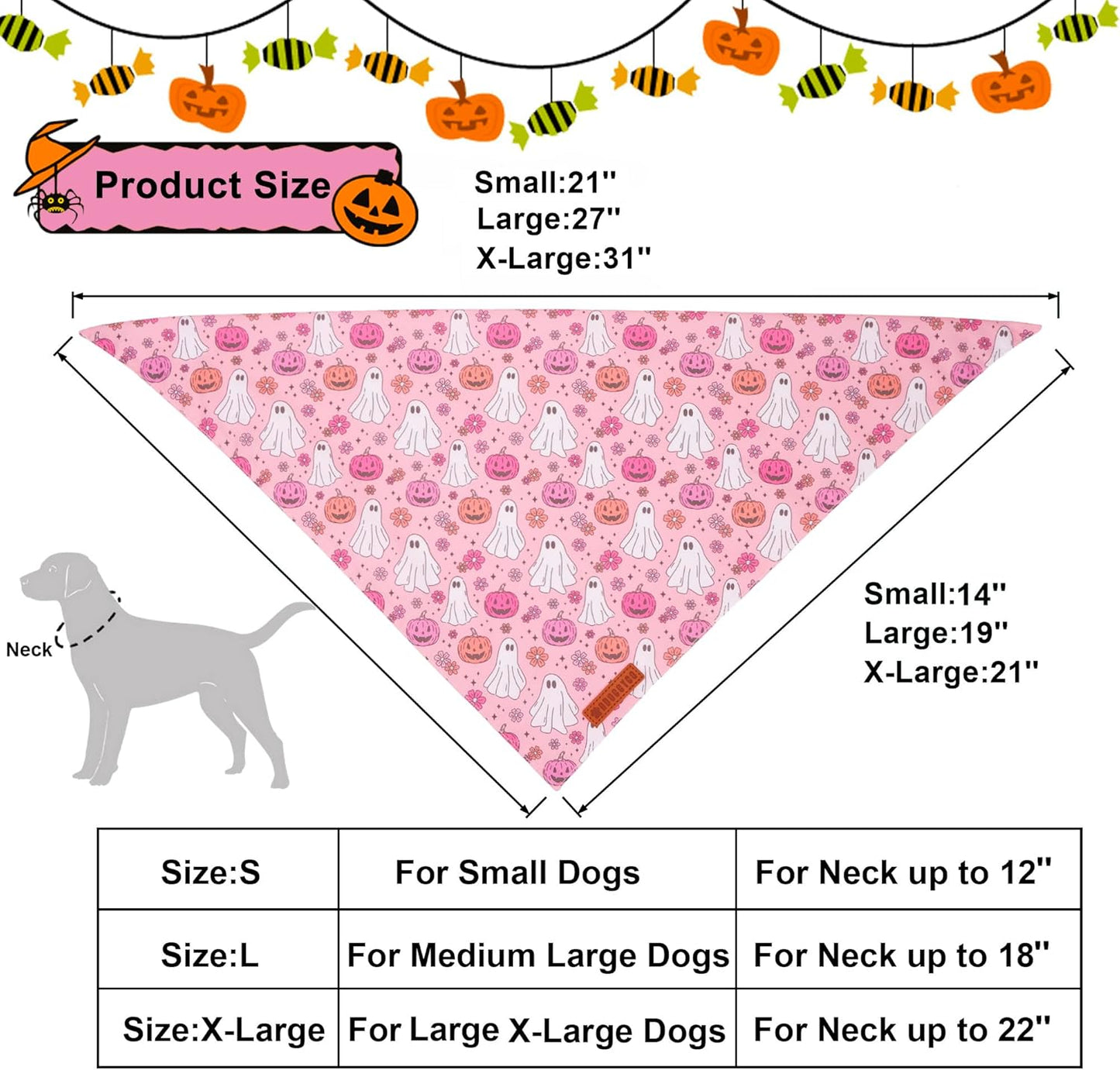 Pink Pumpkin Ghost Bandana fit