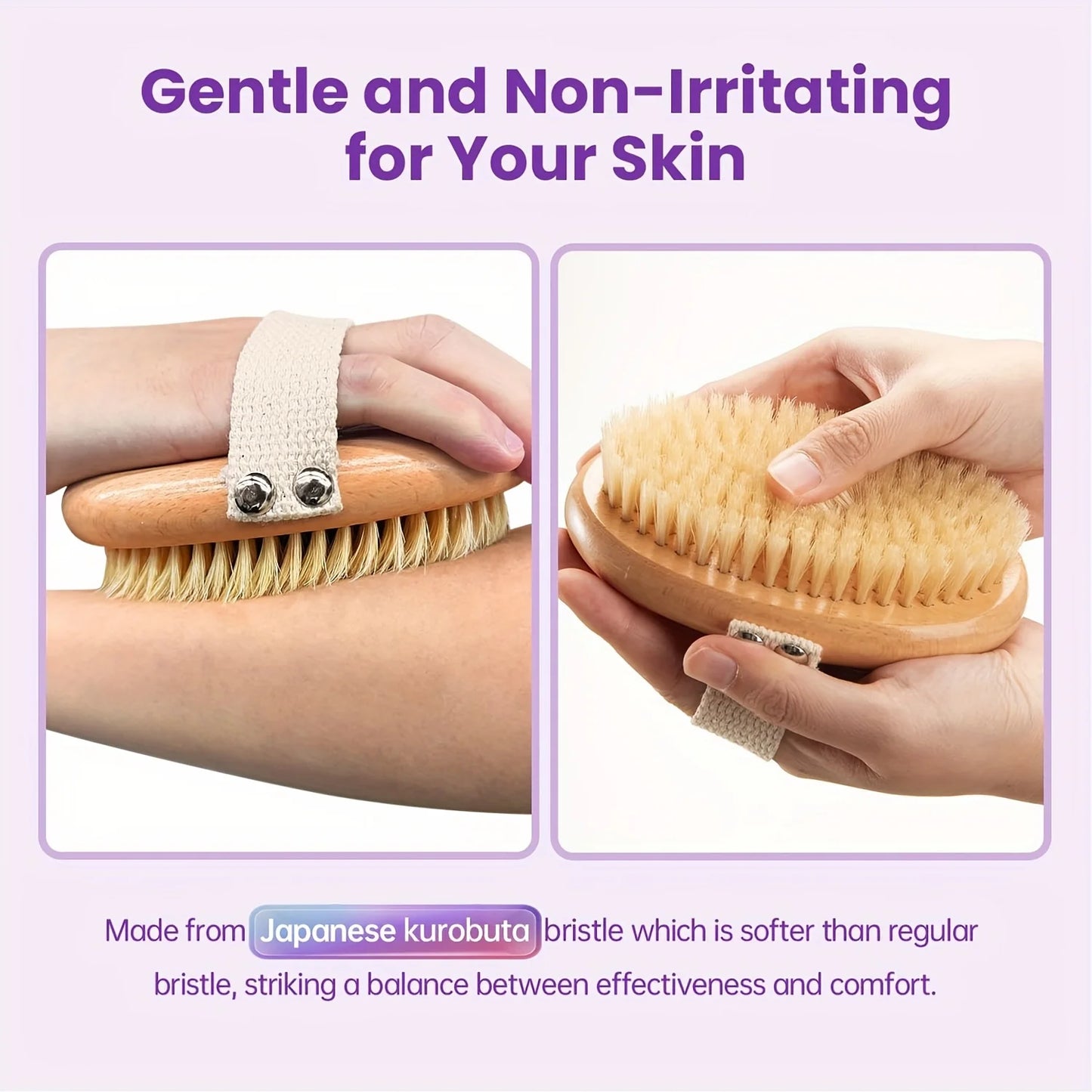 Natural Bristle Dry Body Brush for Lymphatic Massage
