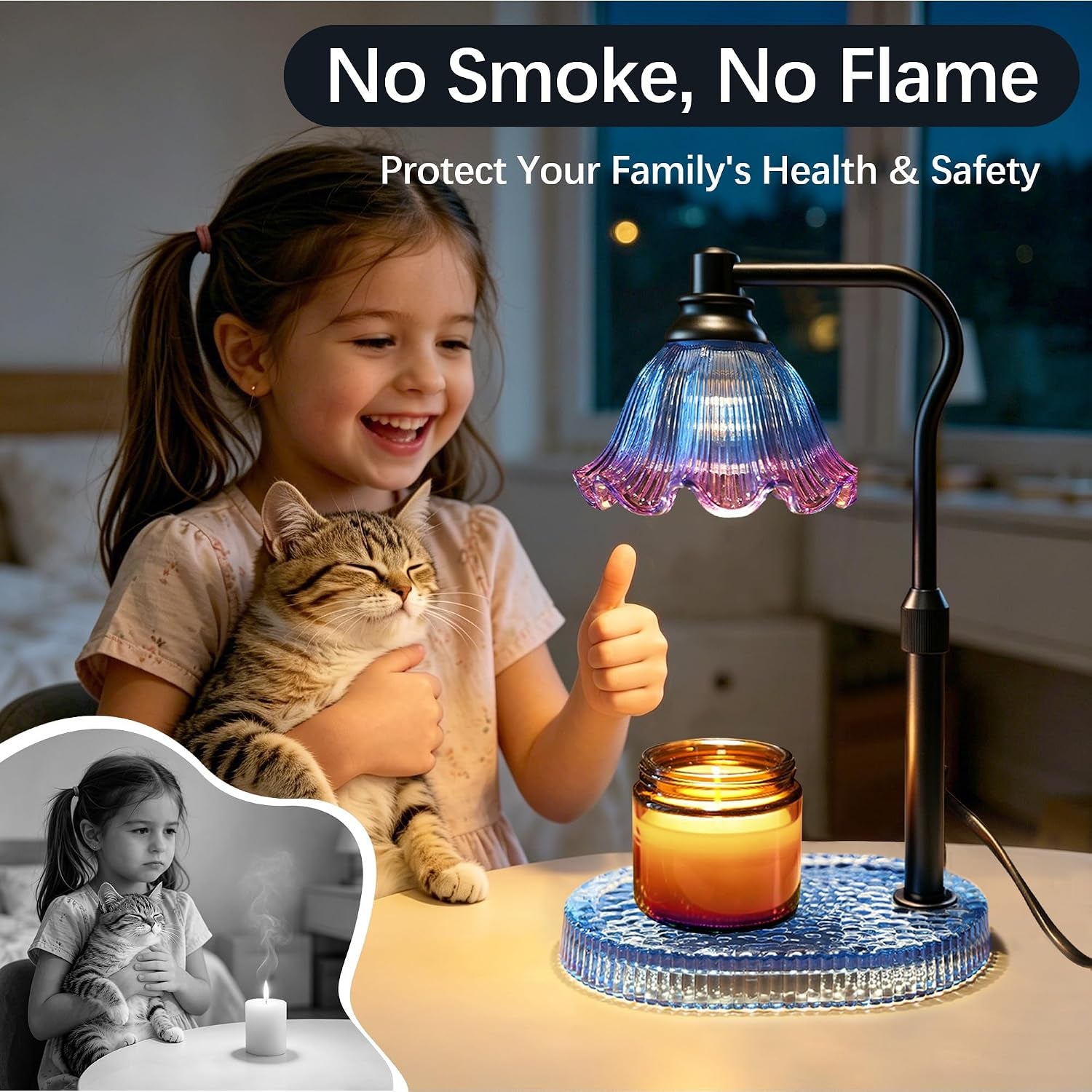 Grande 3-Wick Candle Warmer Lamp — Adjustable Dimmable Wax Warmer with Timer | Luxury Flameless Candle Heater for Large Candles