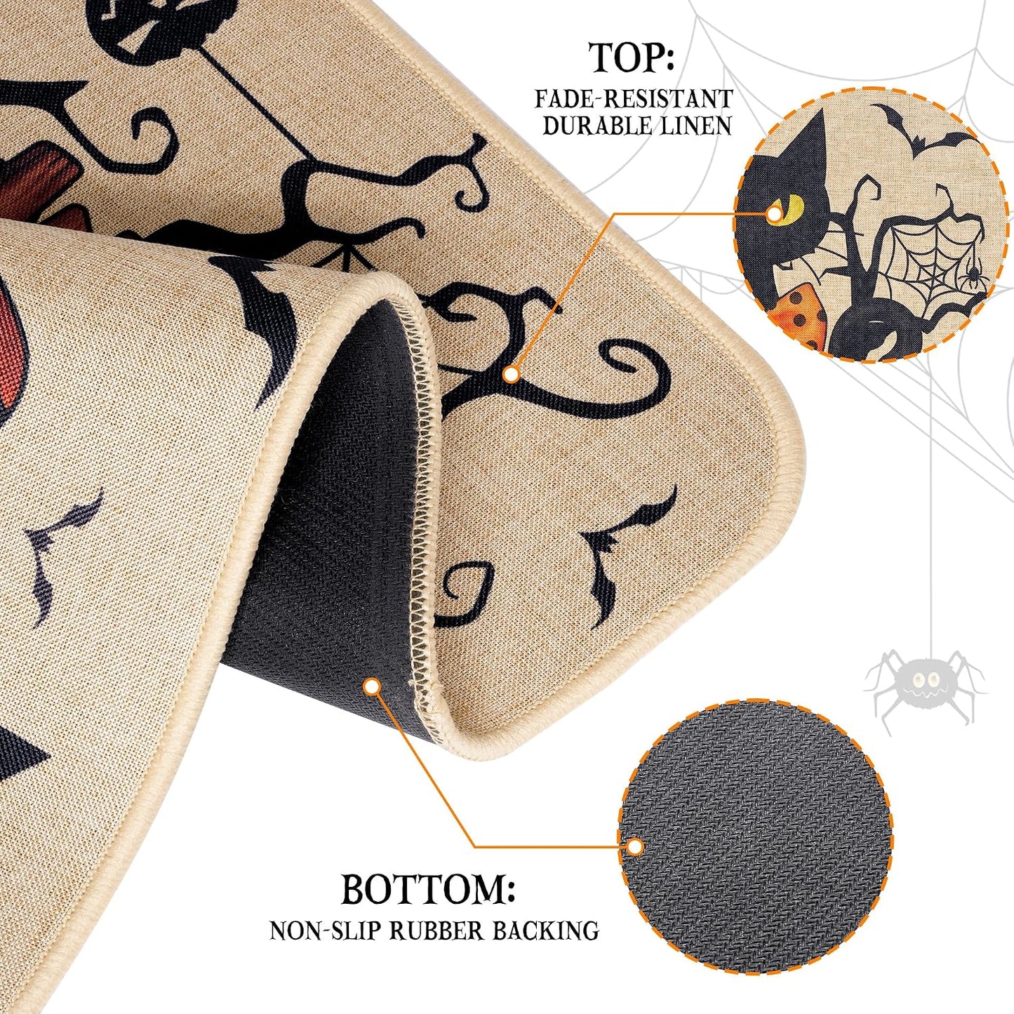 Halloween Doormat — Cute Ghost & Pumpkin Welcome Mat for Front Door Fall Decor