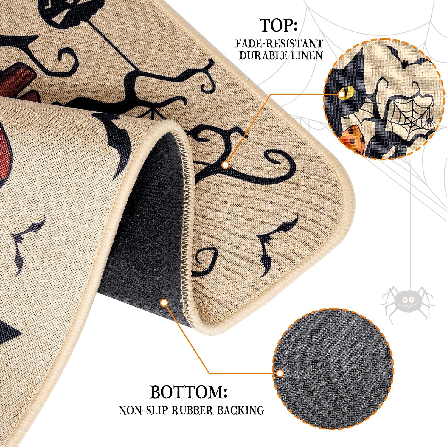 Halloween Doormat — Cute Ghost & Pumpkin Welcome Mat for Front Door Fall Decor