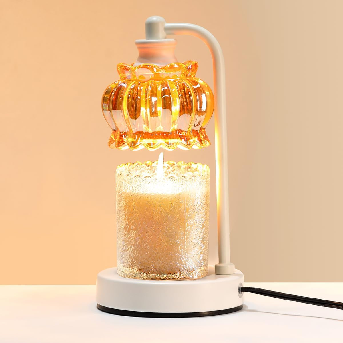 Noir Dimmable Candle Warmer Lamp with Timer — Electric Wax Melt Warmer with 2 Bulbs | Modern Luxury Home Decor Gift