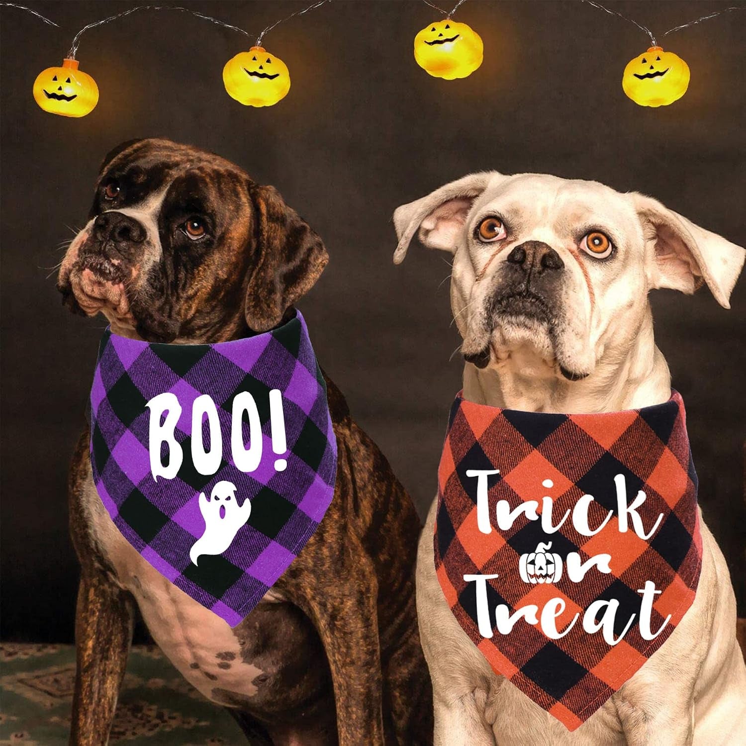 Holiday Plaid Dog Bandanas, 6 Pack Halloween Thanksgiving Day Christmas Dogs Bandana for Holiday Dog Puppy Costumes Decorations