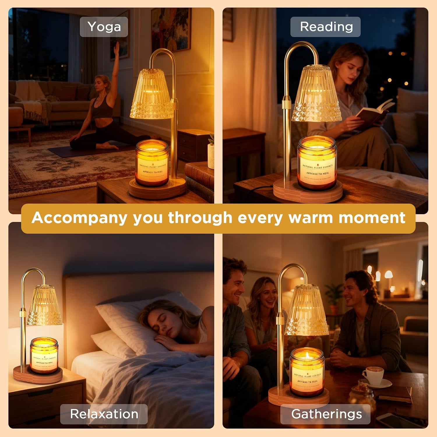 Lumière Candle Warmer Lamp — Adjustable Dimmable Electric Wax Warmer for Jar Candles | Cozy Luxury Bedroom & Living Room Decor