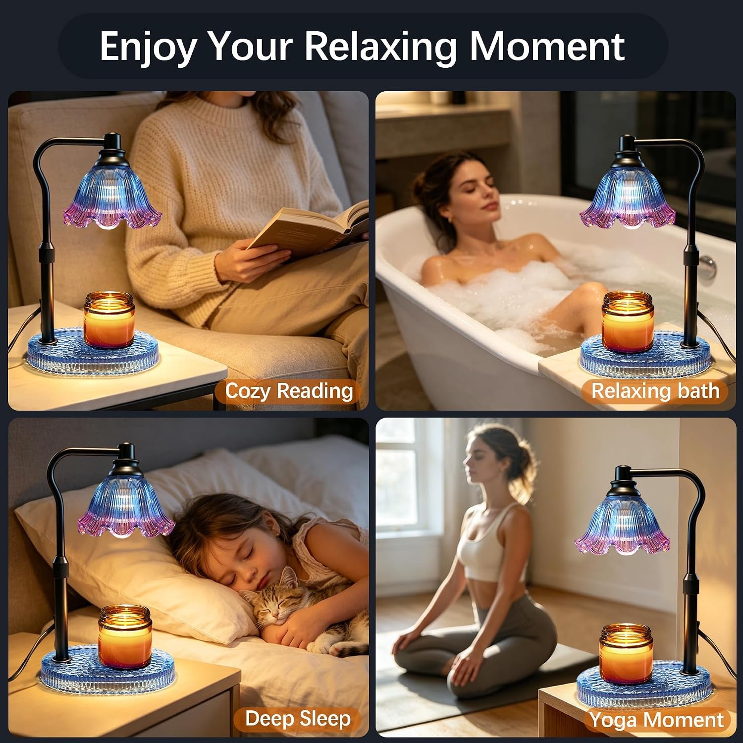 Grande 3-Wick Candle Warmer Lamp — Adjustable Dimmable Wax Warmer with Timer | Luxury Flameless Candle Heater for Large Candles
