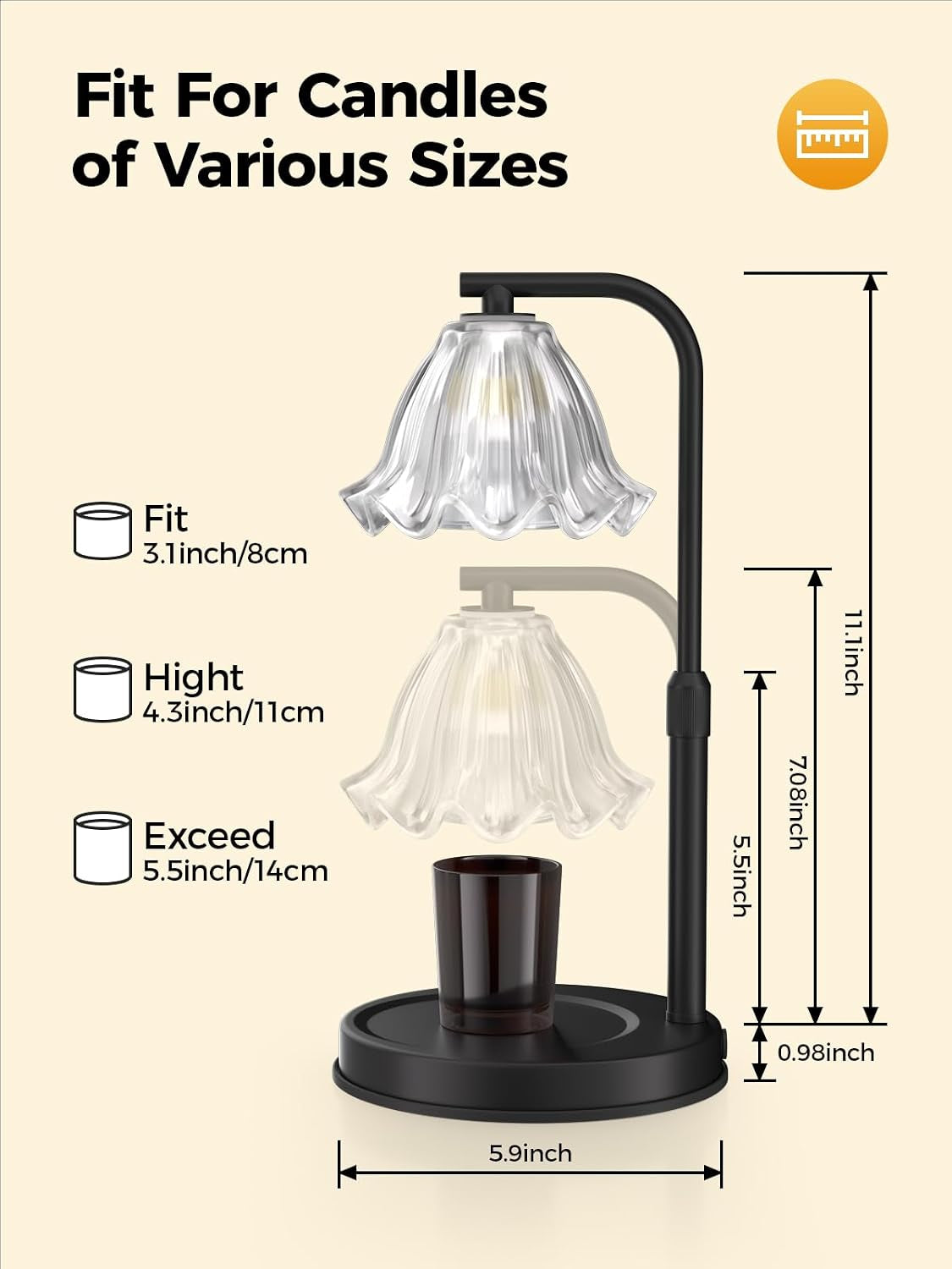 Onyx Bloom Candle Warmer Lamp — Modern Black Flower Wax Warmer with Timer | Chic Flameless Candle Light & Home Gift