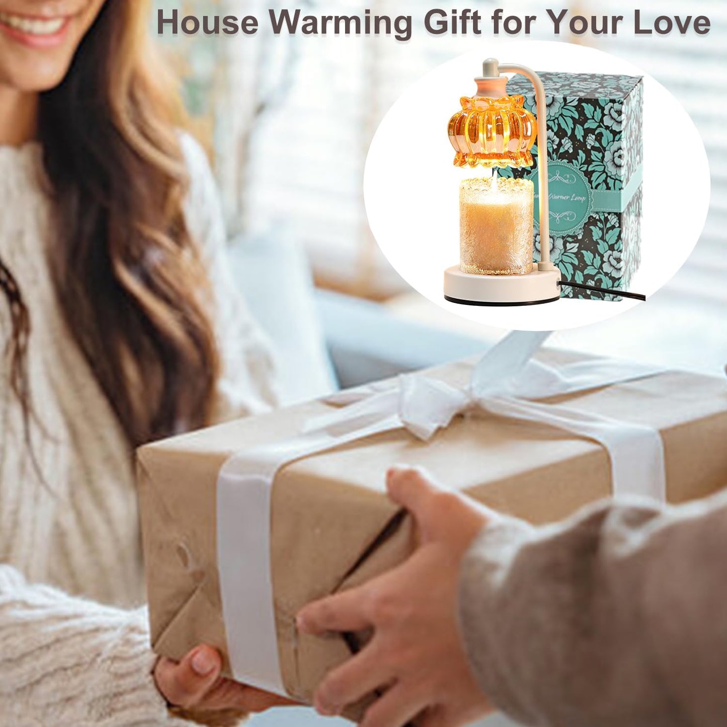 Noir Dimmable Candle Warmer Lamp with Timer — Electric Wax Melt Warmer with 2 Bulbs | Modern Luxury Home Decor Gift