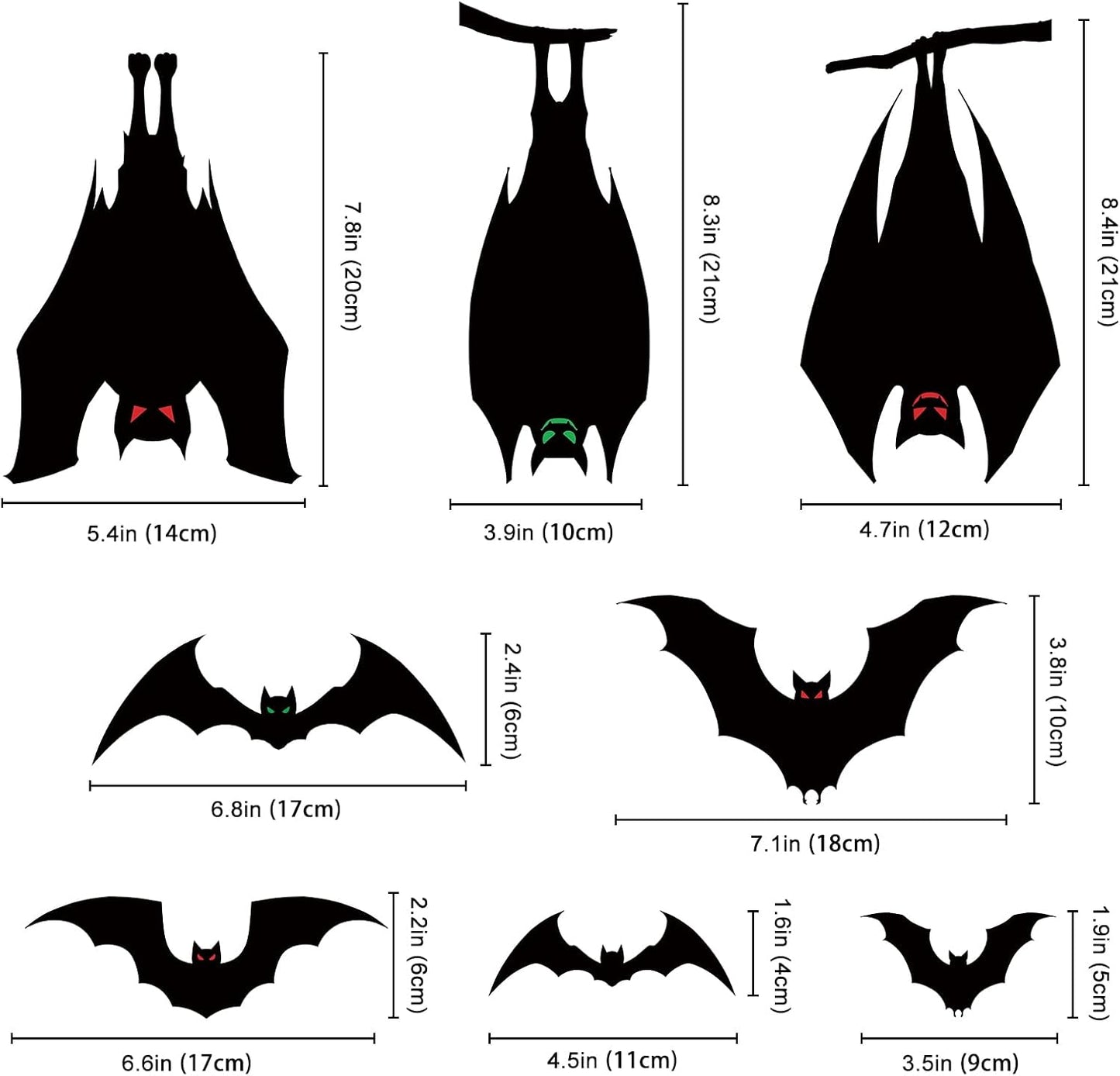 Halloween Window Silhouette Clings — Spooky Bat Window Decals Decorations (6 Sheets)
