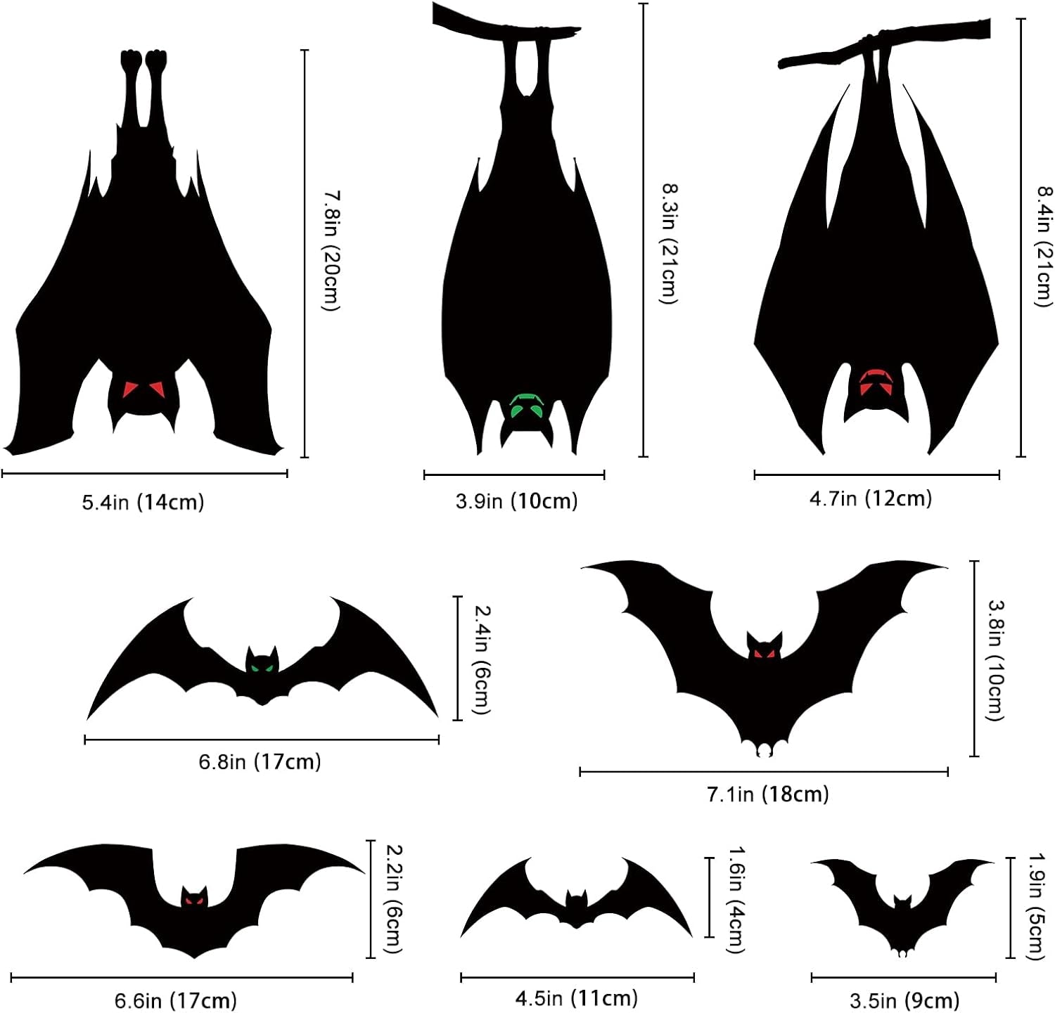 Halloween Window Silhouette Clings — Spooky Bat Window Decals Decorations (6 Sheets)